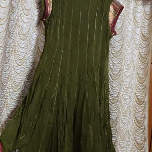 Olive Green Georgette Anarkali Kurta Set