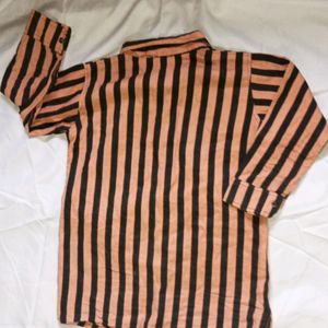 Orange And Black Striped Shirt For Girls