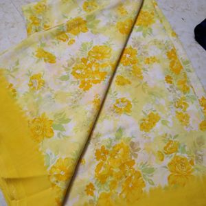 Yellow Floral Saree With Blouse