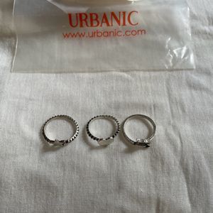 Urbanic Oxidised Silver Rings Combo Of 3