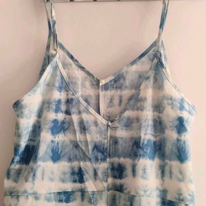 Blue and White Printed Basic Jumpsuit