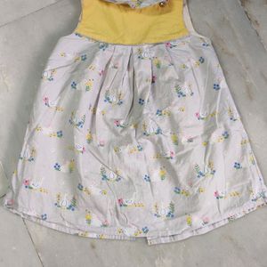 Soft Cotton Yellow And Grey Frock