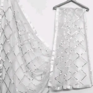 White Mirror Work Dupatta