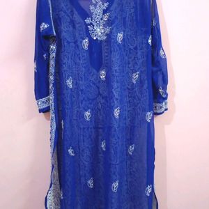 Mirror Work Blue Chicken Kari Kurti