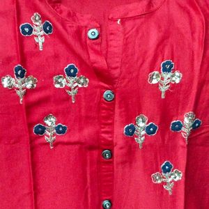 Red Silk Kurti