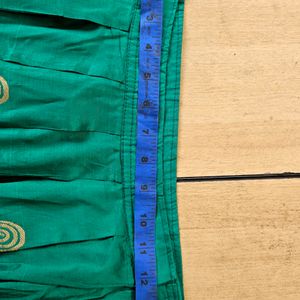 Ethnic Skirt & Blouse Green | Pattupavada