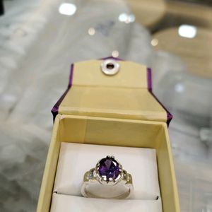 Ladies Ring Pure Silver Purple Stone