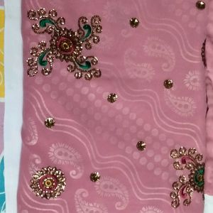 Pink Chiffon Saree With Blouse