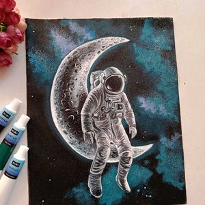 Astronaut Moon Painting