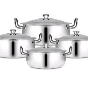 Cookware Set, Stainless Steel , 4 Piece With Lids