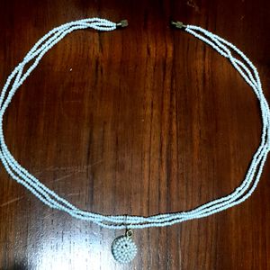 White Beaded Neckpiece | Chain | Mala
