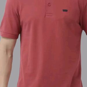 Men Rust pink solid polo collar pure cotton T Shir