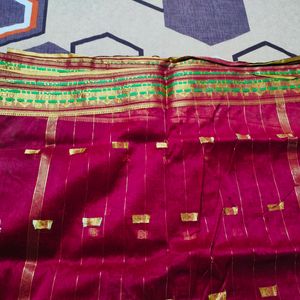 Bandhani Print Maroon Saree