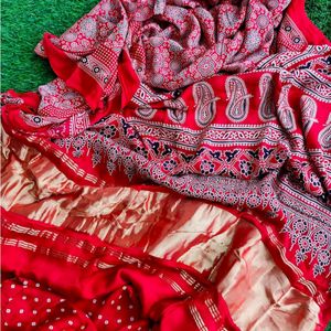 New Without Tag- Ajrakh Print Modal Silk Saree