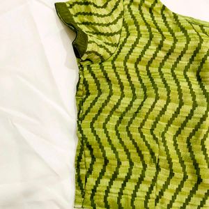 Green Zigzag Pattern Blouse