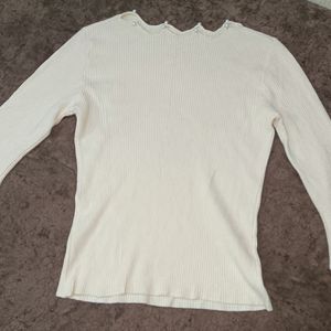 White Beads Detailing Winter Top