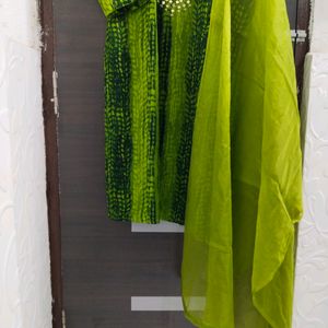 New Unused Shibori MirrorWork Organza Dupatta Suit