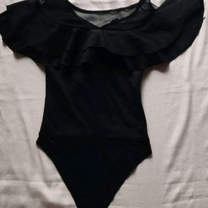 Beautiful Black Flared Bodysuit Top