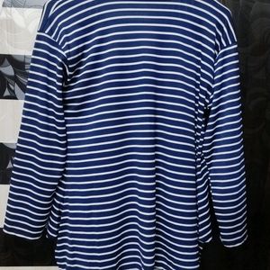 Blue White Striped Shrug