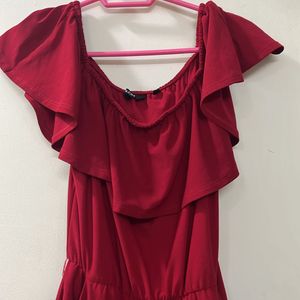 Hot Red Slit Jumpsuit