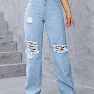 New With Tag Straight Fit Ripped Jeans