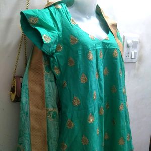 Stiched Suit With Salwar And Embroidered Dupatta