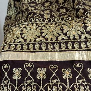 Brown Colour Embroidery Stone Work Dress