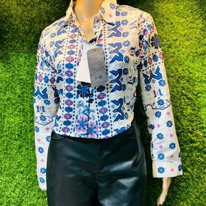 Flower Print Stylish Tops M Size For Women