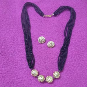 Black Beads With Ear Tops