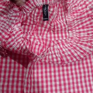 Red Colour Checks Top