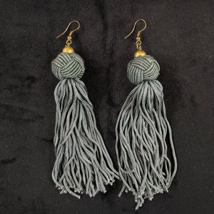 Gray Fringe Earrings