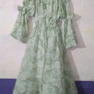 Green And White Frock