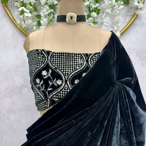 Supper Attractive Black Velvet Saree