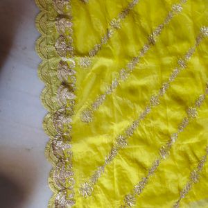 Organza Lemon Yellow  2.5 Miter Duptta