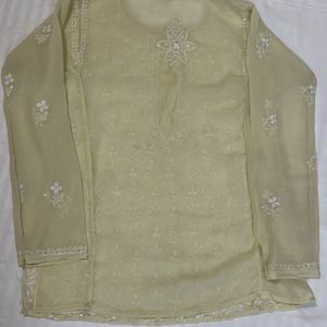 Soft Yellow Sitara Kurti - Short With Embroidery