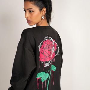 Rose Black Oversize Sweatshirt