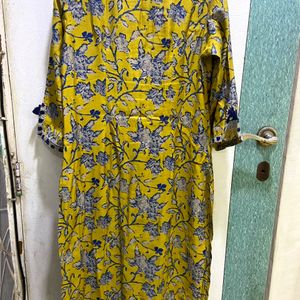 Printed blue and yellow kurti