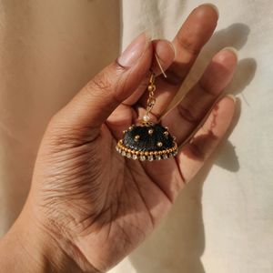 Black Handmade Jhumkas Earrings For Women