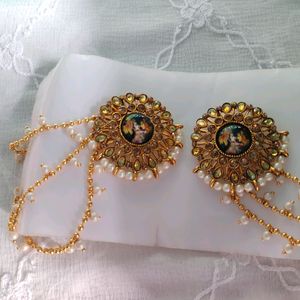 Bahubali Earring Set With Chain