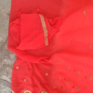 Georgette Saree With Blouse Piece New