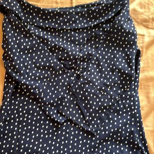 Cute Boat Neck Polka Dot Top With 3/4th Sleeve