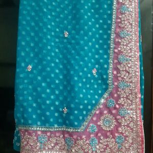 Gorgeous Sky Blue Saree With Blouse