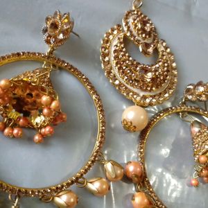 2 Combo Set Of Earrings With Mangtikka