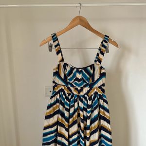 Zig Zag Print Fitted Bustier Maxi Dress