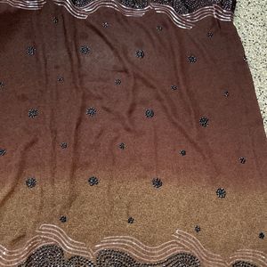 Brown Sequence Work Saree For Grabs