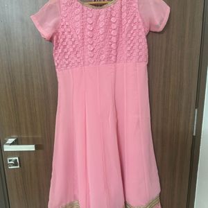 Price DropPink Georgette Anarkali With Pant And D
