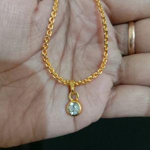 Gold Plated Chain With Diamond Pendant