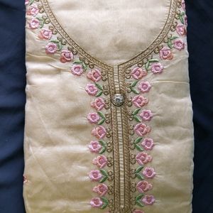 Cream Chanderi Silk Suit