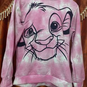 Crop Simba Pink And White Hoodie