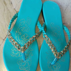 Sea Green Colour Sandals For Women And Girls